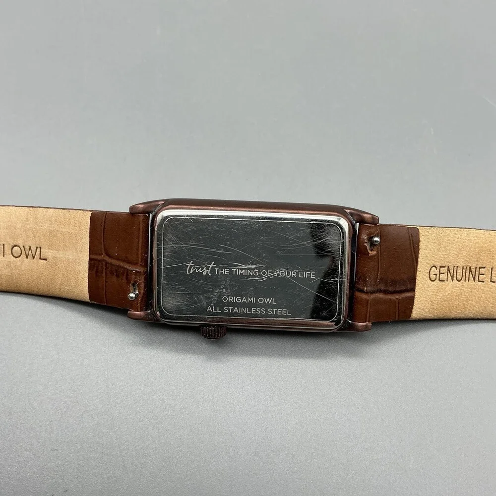 Origami Owl Womens Watch 24mm Chocolate Living Story Teller Crystals New Battery - Picture 10 of 15